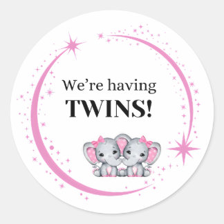Wir haben Twins Girls Pink Birth Ankündigung Runder Aufkleber