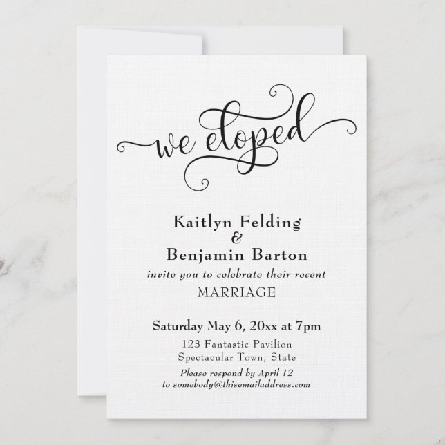 "Wir haben" Typografie nur Hochzeitsempfang Einladung (Vorderseite)