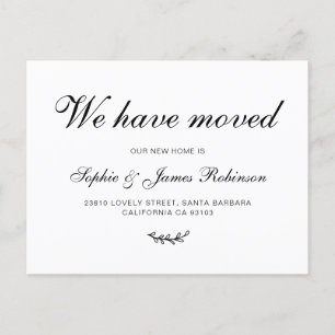 Wir haben Typografie-Skript neu Zuhause Moving ver Ankündigungspostkarte