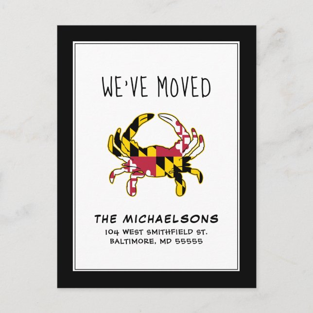 Wir haben uns bewegt | Baltimore Staat Crab Postkarte (Vorderseite)