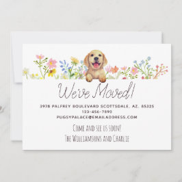 Wir haben uns bewegt! Labrador Puppy Floral Moving Ankündigung