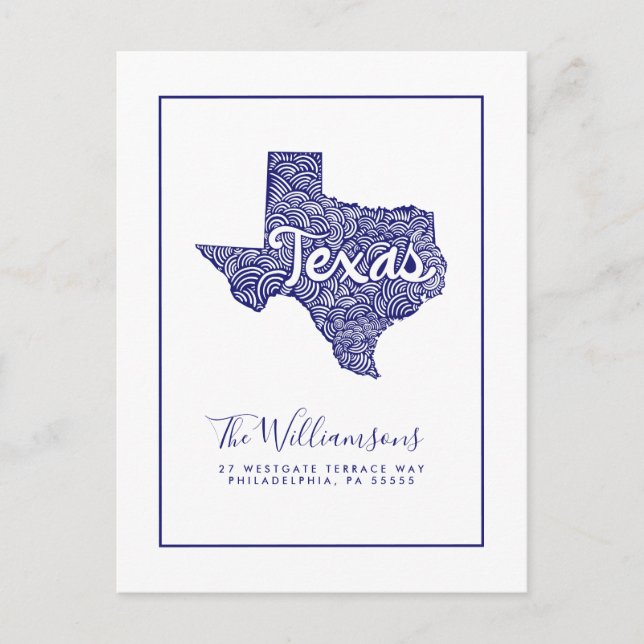 Wir haben uns bewegt | Neue Adresse | Texas Postkarte (Vorderseite)