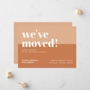 Wir haben uns bewegt! Orange & Peach Minimal Fett  Ankündigung