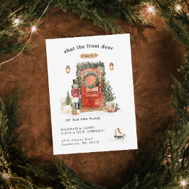 Wir haben uns bewegt | Rote Weihnachtskarte Mitteilungskarte