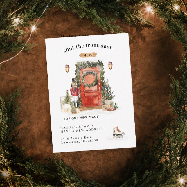 Wir haben uns bewegt | Rote Weihnachtskarte Mitteilungskarte (Von Creator hochgeladen)