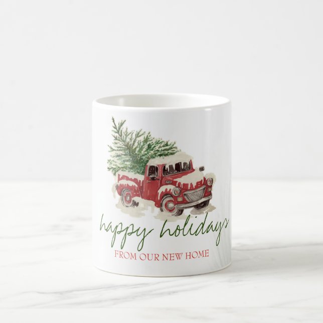 Wir haben uns bewegt, roter Lkw, Schneeschuhwander Kaffeetasse (Mittel)