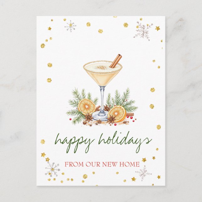 Wir haben uns bewegt, Weihnachten Cocktail Orange  Ankündigungspostkarte (Vorderseite)