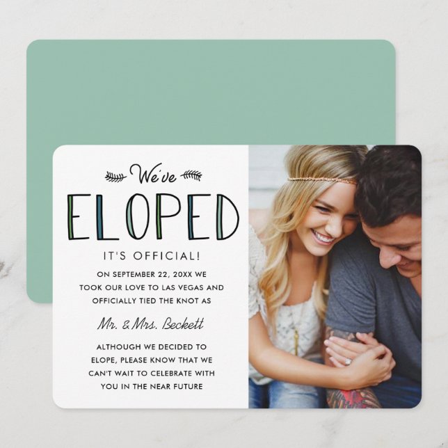 Wir haben uns verschlungen | Elopement Ehe Ankündi (Vorne/Hinten)