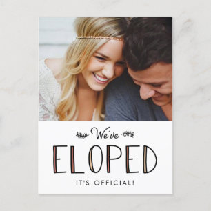 Wir haben uns verschlungen Elopement Ehe Ankündi Ankündigungspostkarte