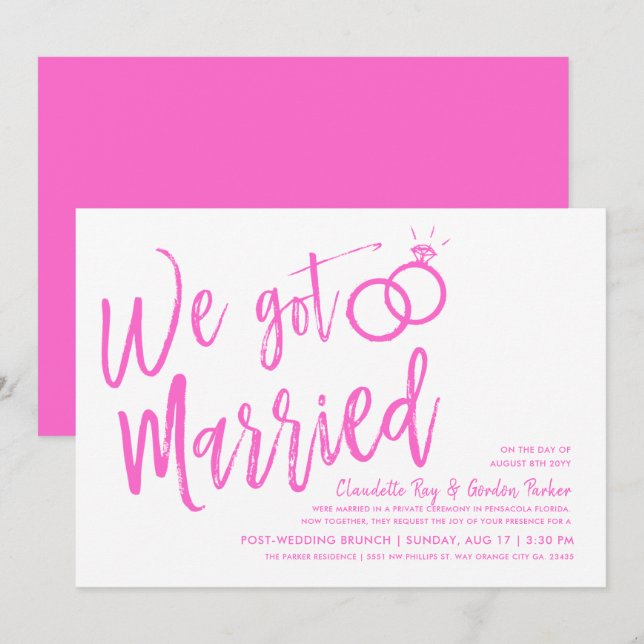 Wir haben Verheiratet Got| Post Wedding Brunch Ros Einladung (Vorne/Hinten)