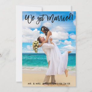 Wir haben Verheiratete Brush Script Celebration Ei Ankündigung