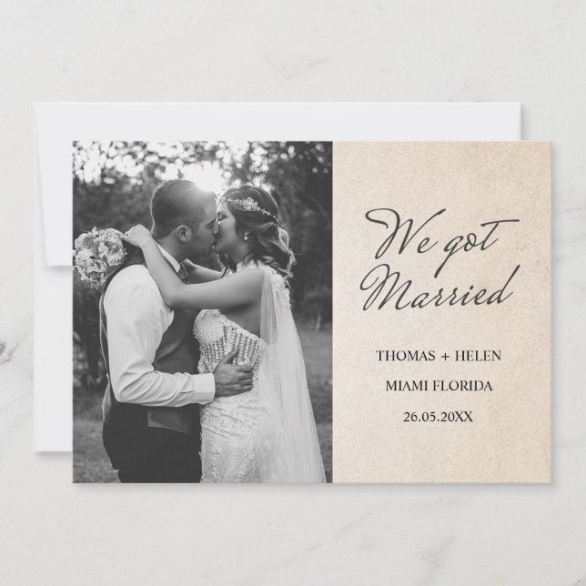 Wir haben verheiratete Hochzeitsankündigung got Einladung (Vorderseite)