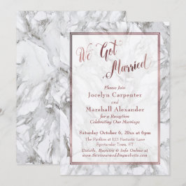 Wir haben Verheiratete Rose Gold Script Empfang Go Einladung