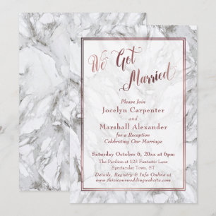 Wir haben Verheiratete Rose Gold Script Empfang Go Einladung