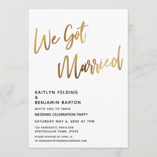 Wir haben Verheirateten Minimal Gold Calligraphy E Einladung