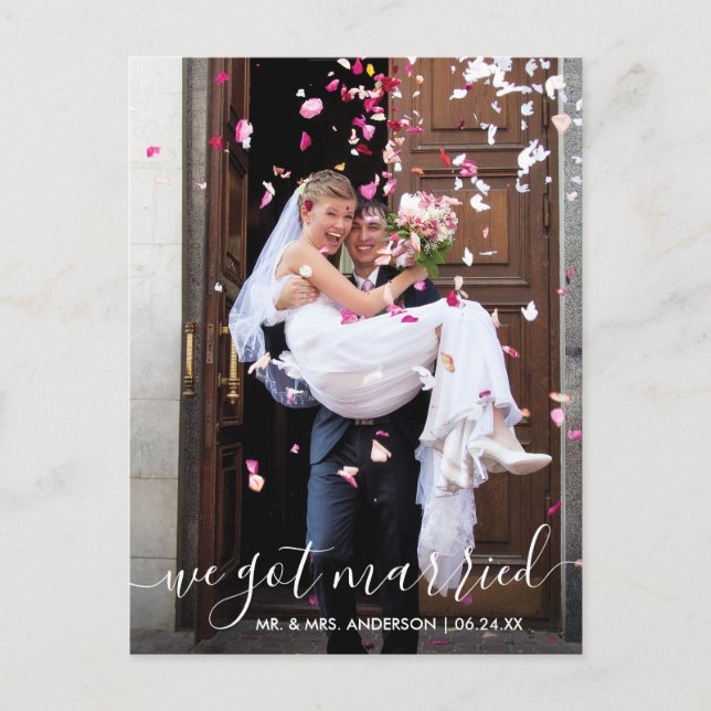 Wir haben Verheiratetes Trendy Modern Script Foto  Postkarte (Vorderseite)