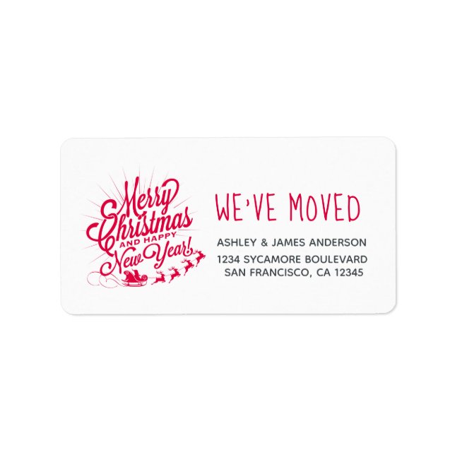 Wir haben Vintage Weihnachten Urlaub Neue Adresse Adressaufkleber (Vorne)
