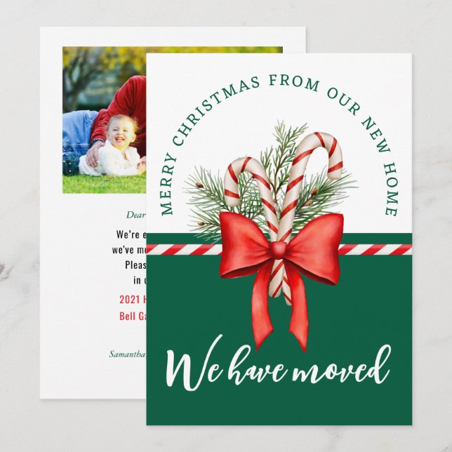 Wir haben Weihnachts-Foto Candy Cane Red Bow versc Ankündigung (Vorne/Hinten)
