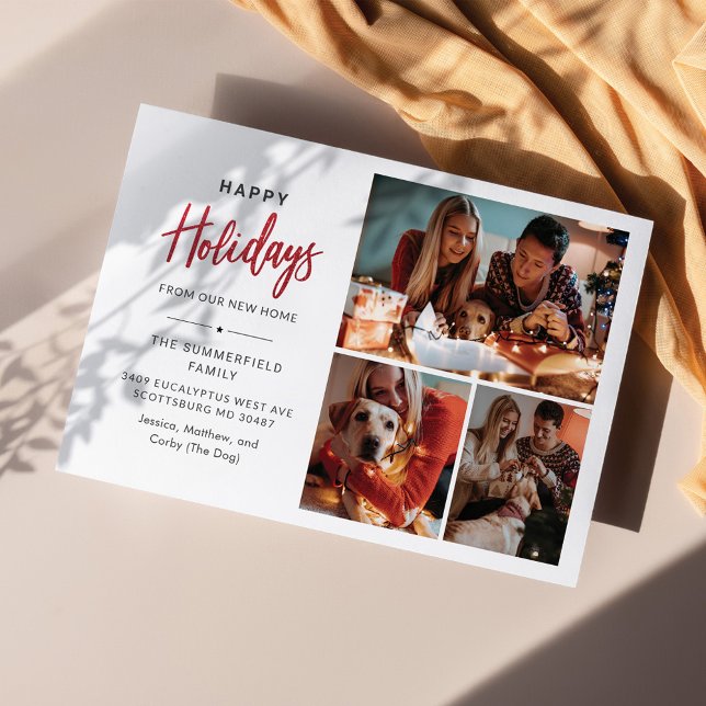 Wir haben Weihnachtsfamilienfoto Collage verschobe (Happy Holidays Family Photo Collage Greetings Card)