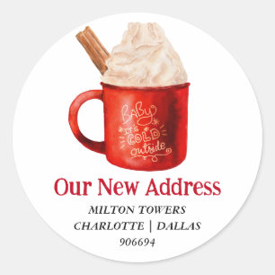 Wir haben Weihnachtskakao verschoben Neue Adress Runder Aufkleber