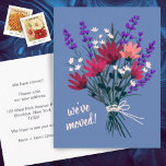 Wir haben Wildblume Bouquet neue Zuhause-Adresse v Postkarte<br><div class="desc">Passen Sie diese Karte mit Ihrem eigenen Text auf der Vorder- und Rückseite an! Karo meinen Shop für mehr oder lass mir wissen,  wenn Sie etwas Angewohntes wollen!</div>