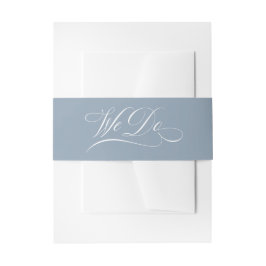 Wir heiraten | Dusty Blue Kalligrafie Luxus-Hochze Einladungsbanderole
