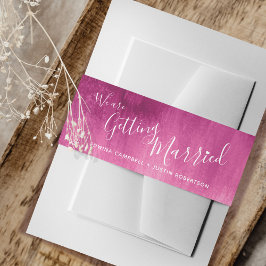 Wir heiraten eine abstrakte Hochzeit in Rosa Einladungsbanderole