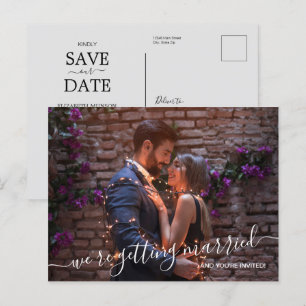 Wir heiraten Foto Hochzeit speichern das Datum Ankündigungspostkarte
