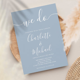 Wir heiraten im staubigen Blau Signature Schrift H Einladung