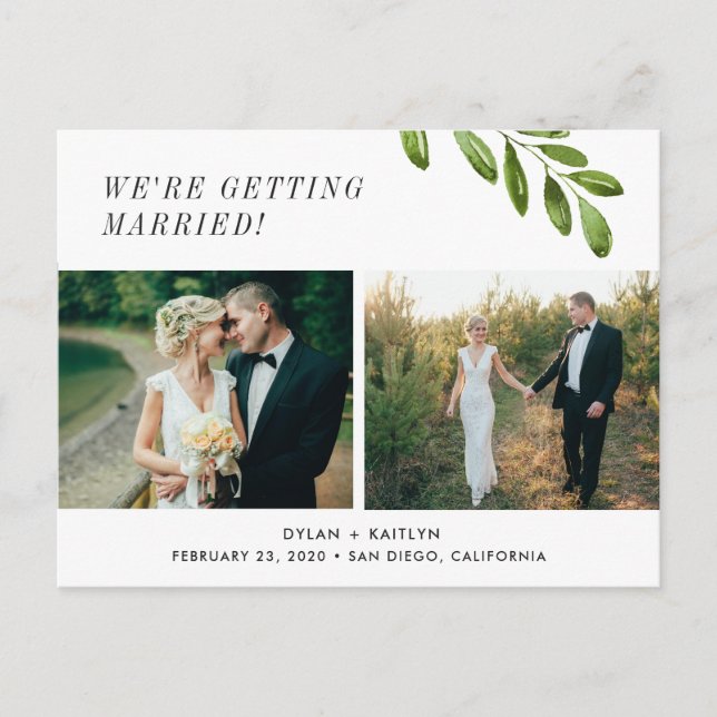 Wir heiraten Save the Date Postcard Ankündigungspostkarte (Vorderseite)