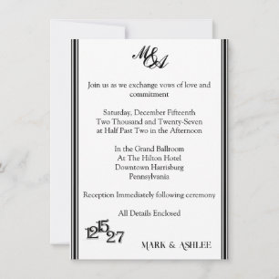Wir heiraten, Schwarz-Weiße Hochzeitseinladung Einladung