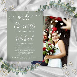 Wir heiraten Teil Zwei Sage Green Hochzeitsfoto-Fo Einladung