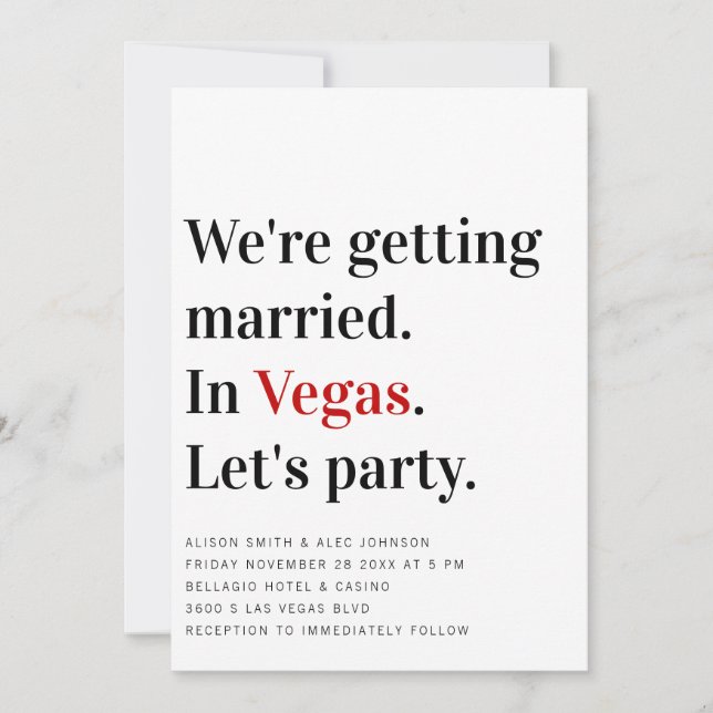 Wir heiraten Vegas Hochzeit ein Einladung (Vorderseite)