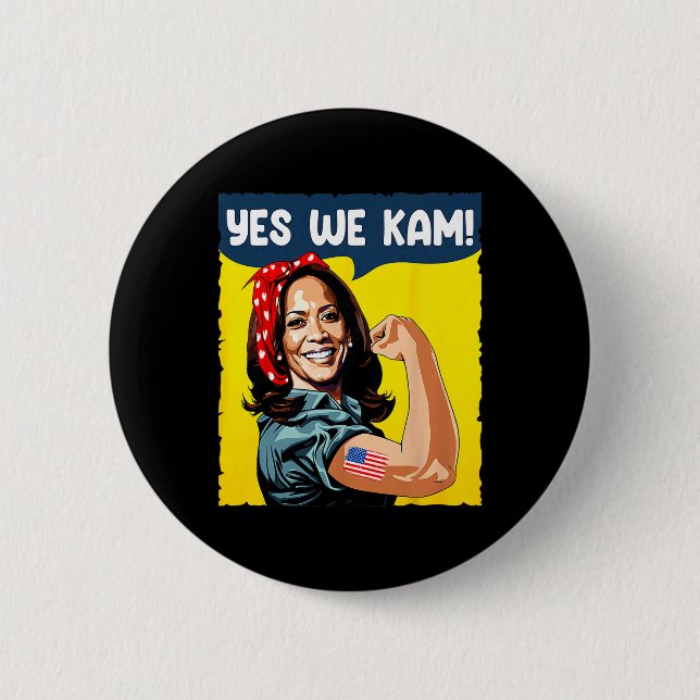 Wir Kam Rosie The Riveter für Präsident Kamala Har Button (Vorderseite)