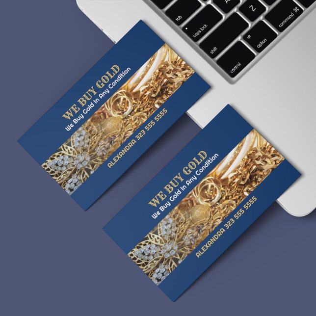 Wir kaufen Gold Pile Gold Juwelen Hintergrund Visitenkarte (Von Creator hochgeladen)