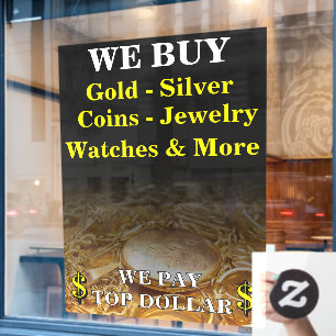 Wir kaufen Gold Silber Münzen Schmuck Geschäft rie Fensteraufkleber