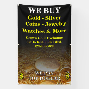 Wir kaufen Gold Silber Münzen Schmuck Seitenwand  Banner