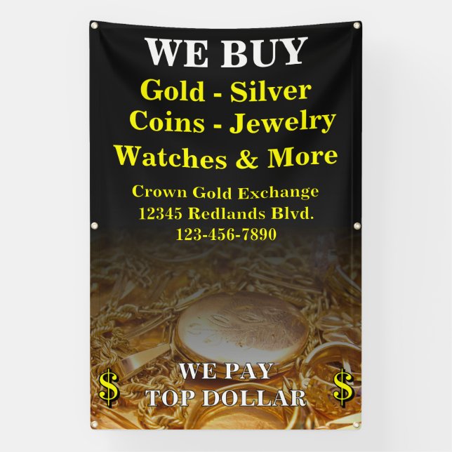 Wir kaufen Gold Silbermünzen Schmucksäcke Banner (Vertikal)