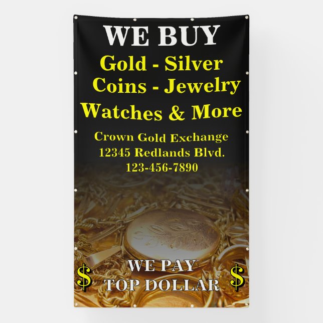 Wir kaufen Gold Silbermünzen Schmucksäcke Banner (Vertikal)