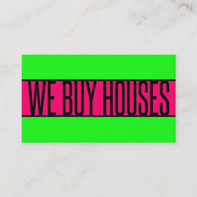 WIR KAUFEN HÄUSER Neon Green Hot Pink Business Car Visitenkarte (Vorderseite)