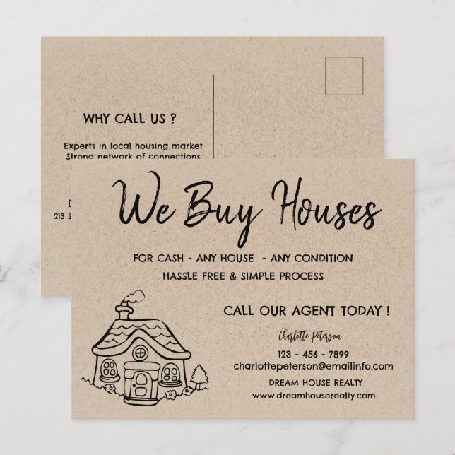 Wir kaufen Wohnungen Real Anwesen Promotional Kraf Postkarte (Vorne/Hinten)