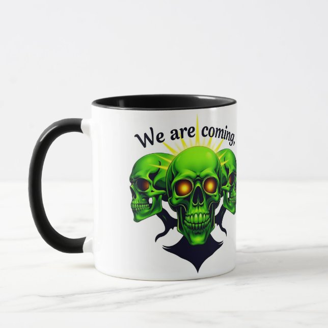 Wir kommen: Power und Angst in einem Design Tasse (Links)