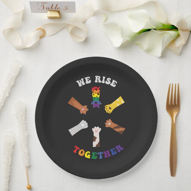 Wir kommen zusammen | Paw Print | DIVERSITY | Einh Pappteller (Hochzeit)
