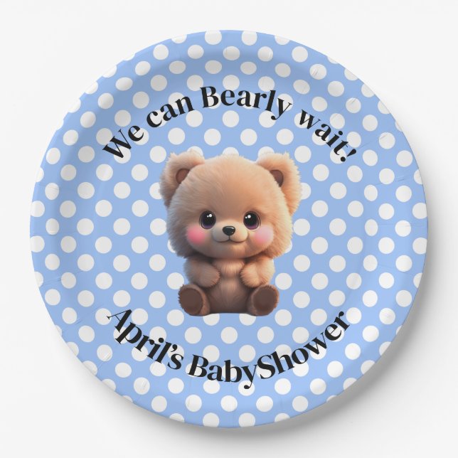Wir können Baby Shooting Teddy Bär Punkt Pappteller (Vorderseite)