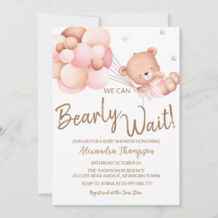 Wir können Babydusche Baby Girl frühzeitig abwarte Einladung