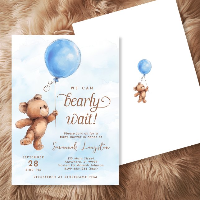 Wir können Babydusche frühzeitig abwarten Einladung (Shown on a 5" x 7" invitation | Front + Back)