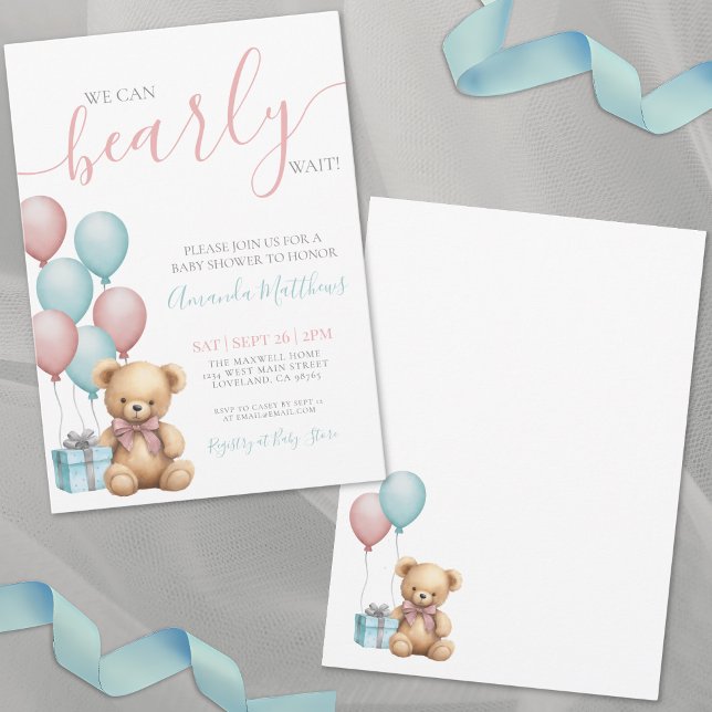 Wir können Babydusche frühzeitig abwarten Einladung (We Can Bearly Wait Baby Shower Invitation)