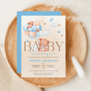 Wir können Boho Blue Beige Baby Dusche frühzeitig  Einladung