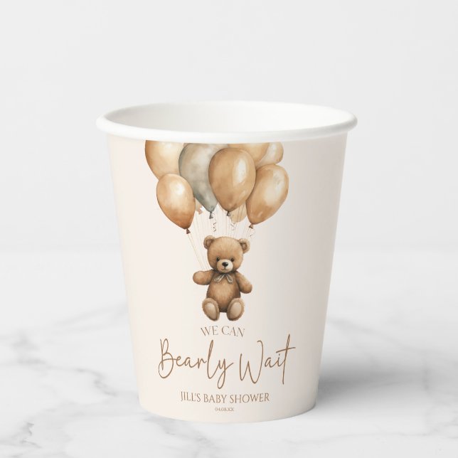 Wir können Boho Teddy Bear Baby Dusche frühzeitig  Pappbecher (Vorderseite)