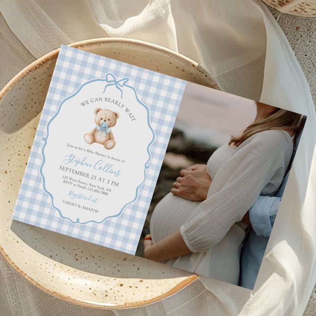 Wir können das Teddy Bear Baby Shooting Foto frühz Einladung (Von Creator hochgeladen)